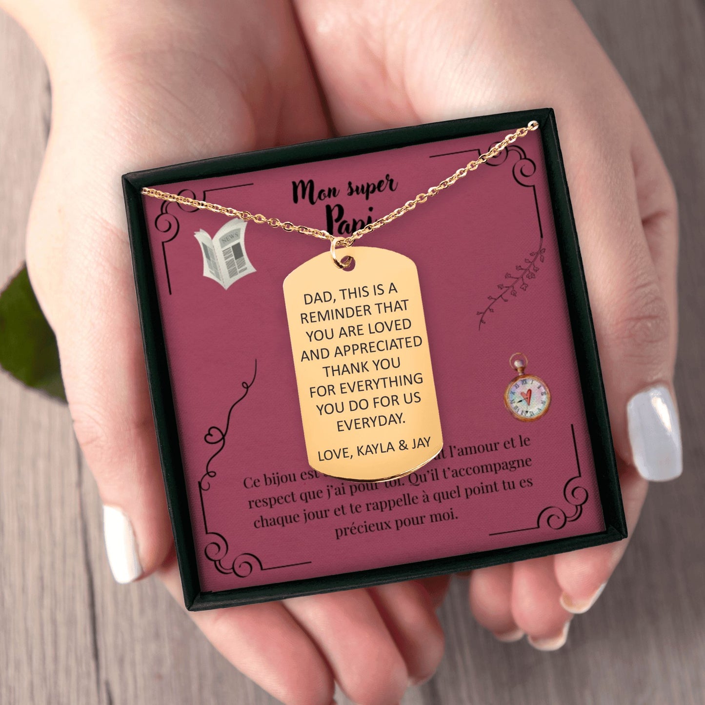 Collier plaque personnalisé pour mon papi