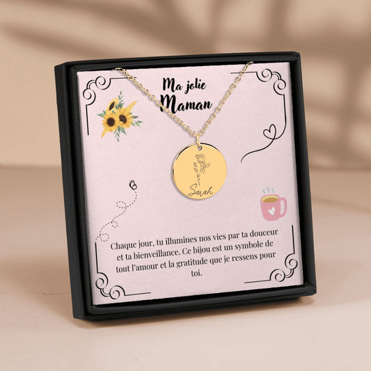 Collier fleur de naissance personnalisé pour ma maman