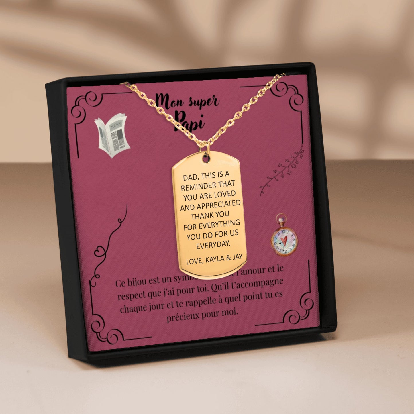 Collier plaque personnalisé pour mon papi