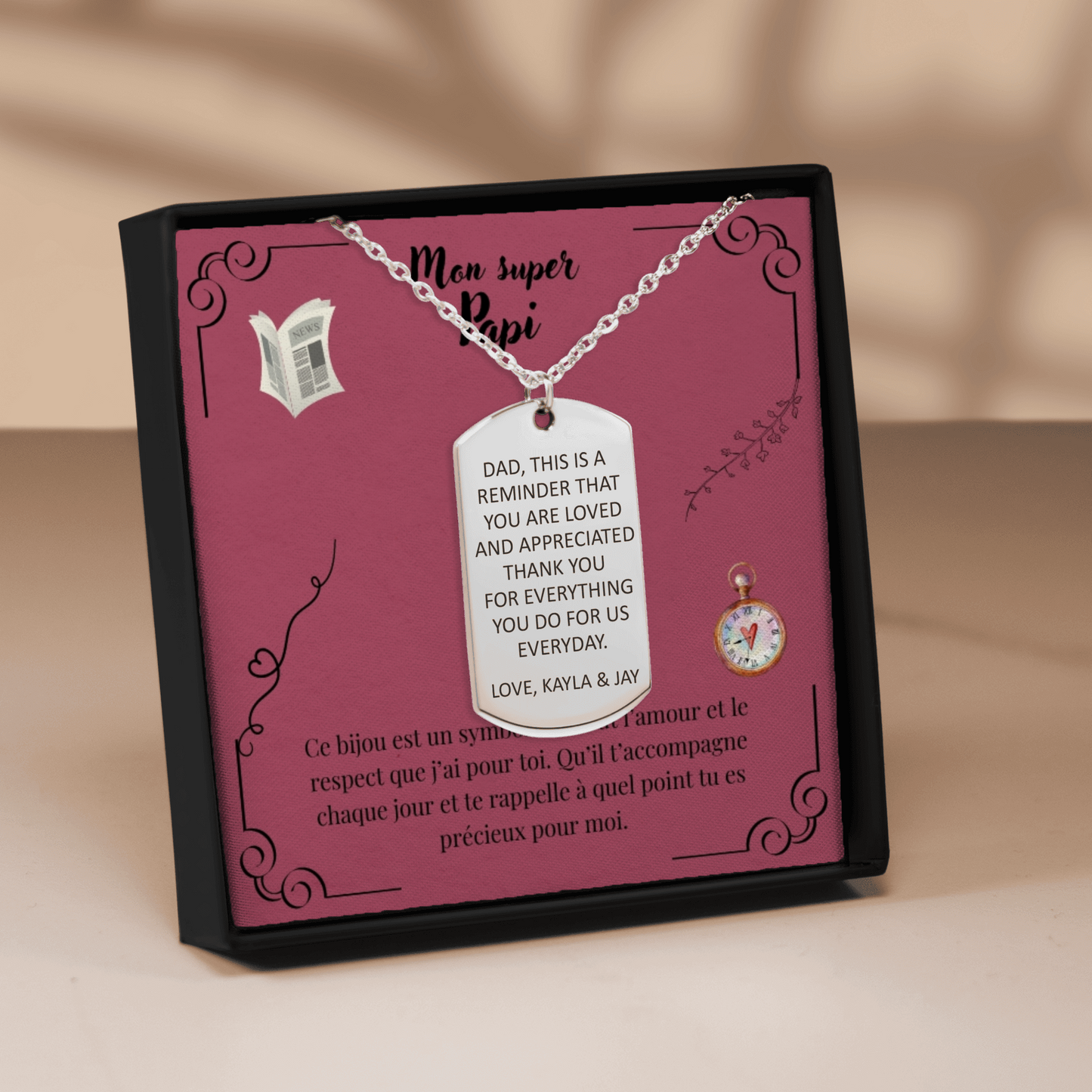 Collier plaque personnalisé pour mon papi