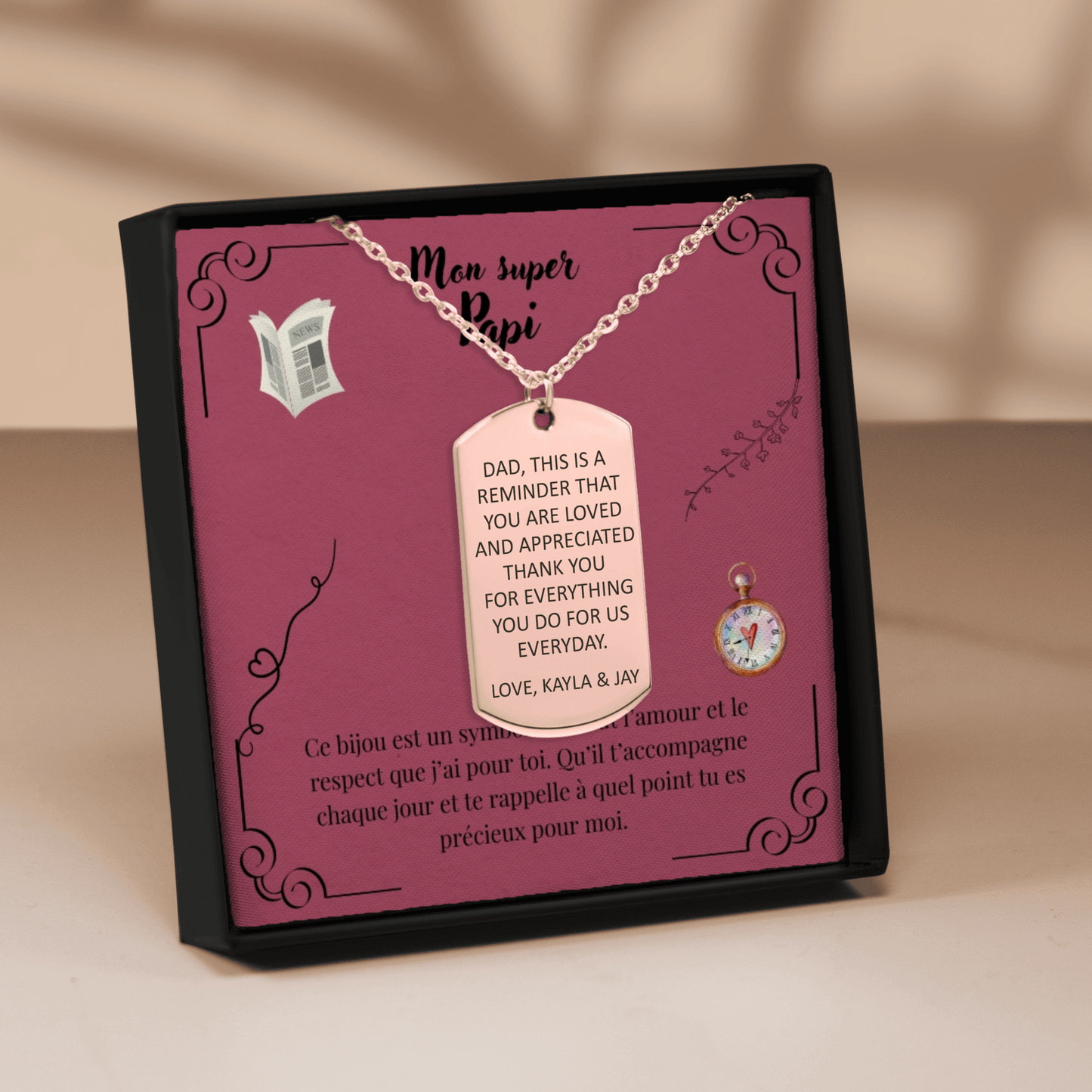 Collier plaque personnalisé pour mon papi